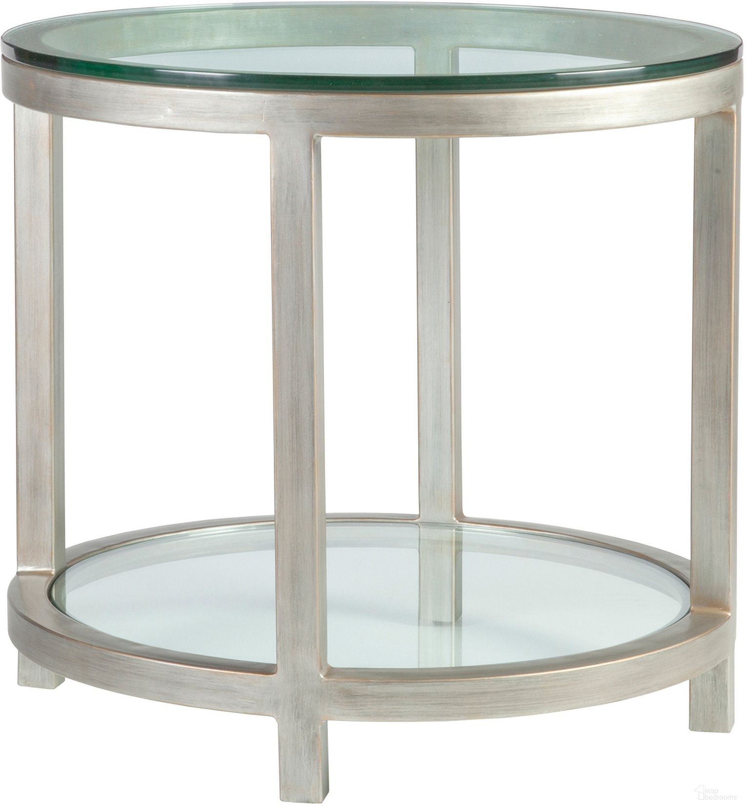 The appearance of Metal Designs Per Se Round End Table In Argento designed by Artistica Home in the transitional interior design. This argento piece of furniture  was selected by 1StopBedrooms from Metal Designs Collection to add a touch of cosiness and style into your home. Sku: 2013-950-46. Material: Metal.