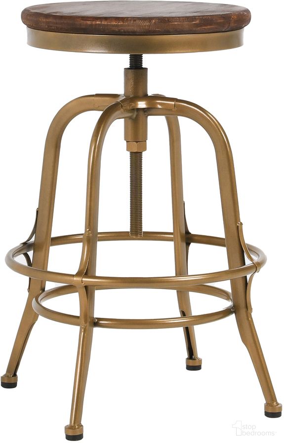 The appearance of Peralta 24 Inch Counter Stool In Brass designed by Classic Home in the transitional interior design. This brass piece of furniture was selected by 1StopBedrooms from Peralta Collection to add a touch of cosiness and style into your home. Sku: 53003909. Material: Iron.