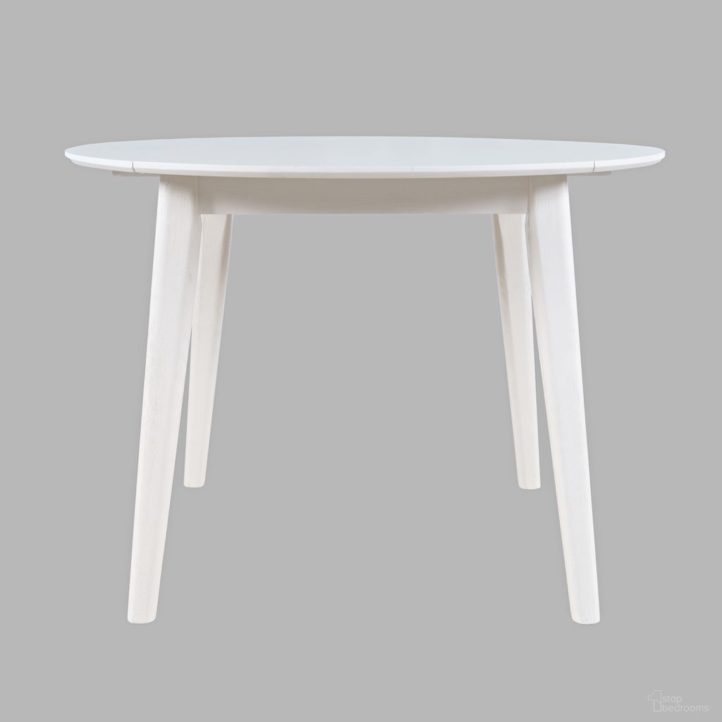 The appearance of Percy 42 Inch Round Drop-Leaf Dining Table In White designed by Jofran in the modern / contemporary interior design. This white piece of furniture  was selected by 1StopBedrooms from Percy Collection to add a touch of cosiness and style into your home. Sku: 2421-PERCYWHT. Table Base Style: Legs. Table Top Shape: Round. Material: MDF. Size: 42".