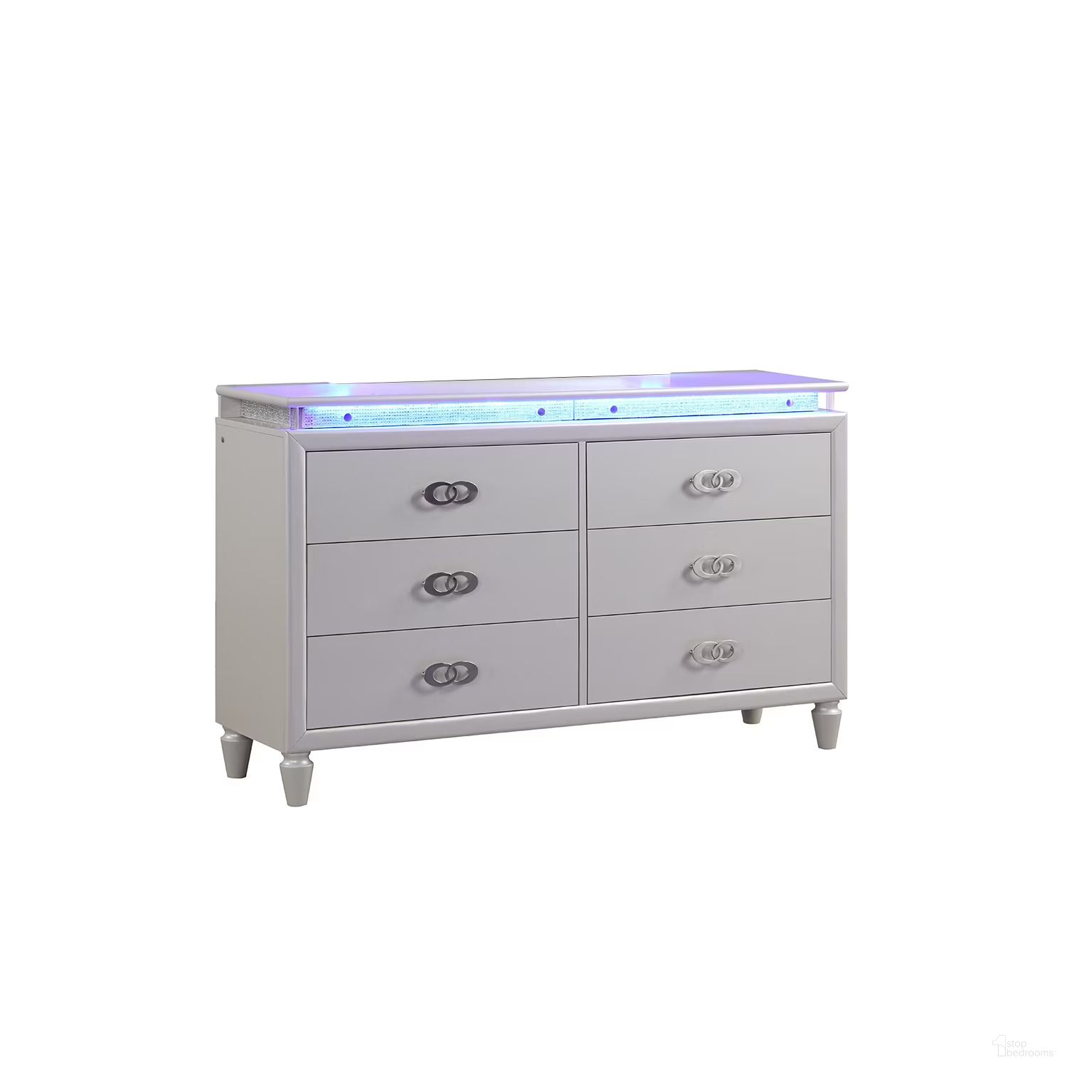 Perla Led Dresser Made With Wood In Milky White