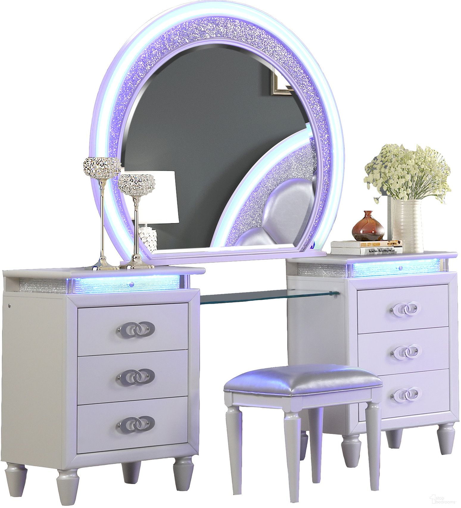 Perla LED Vanity Set In Milky White