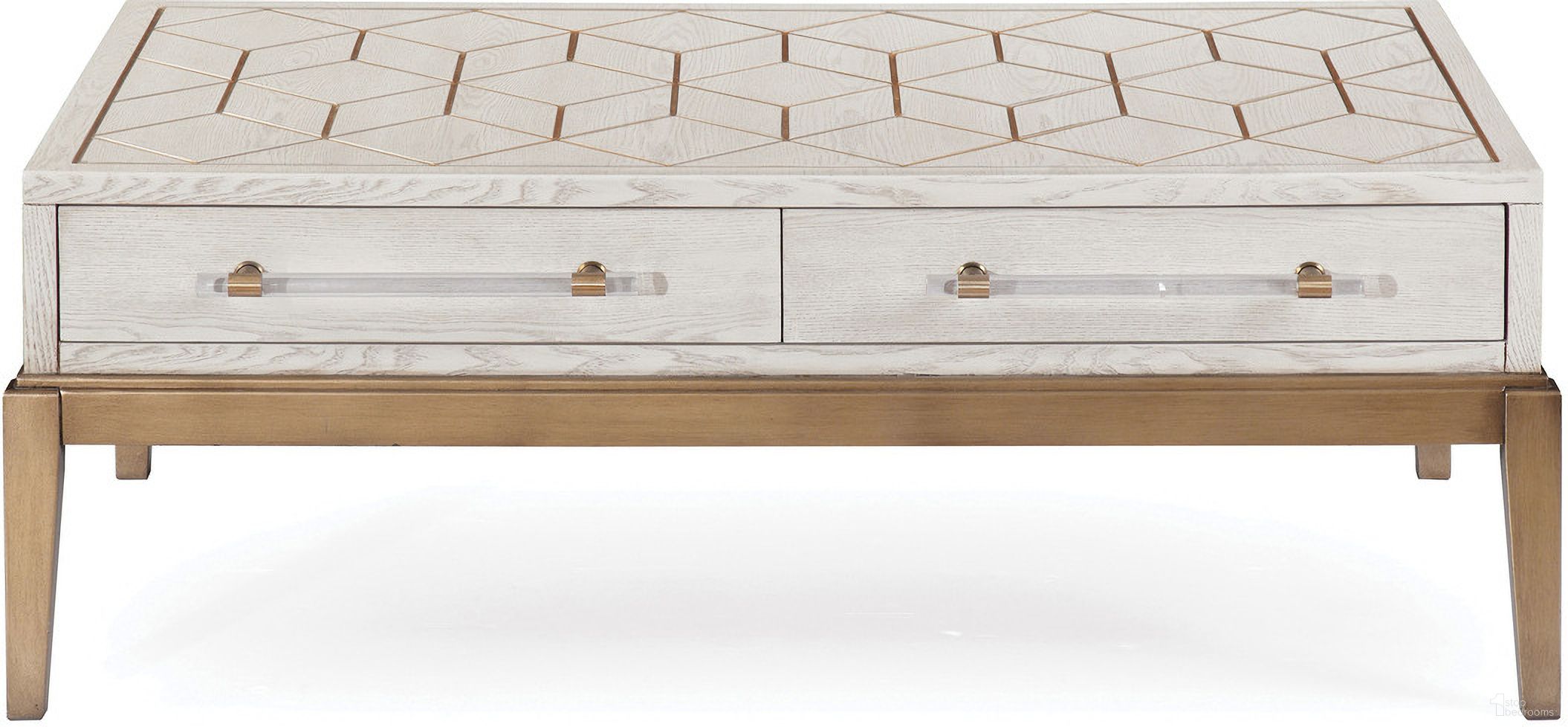 The appearance of Perrine Rectangle Cocktail Table In White designed by Bassett Mirror Company in the modern / contemporary interior design. This white piece of furniture was selected by 1StopBedrooms from Perrine Collection to add a touch of cosiness and style into your home. Sku: 2431-LR-100. Material: Solid Hardwood.
