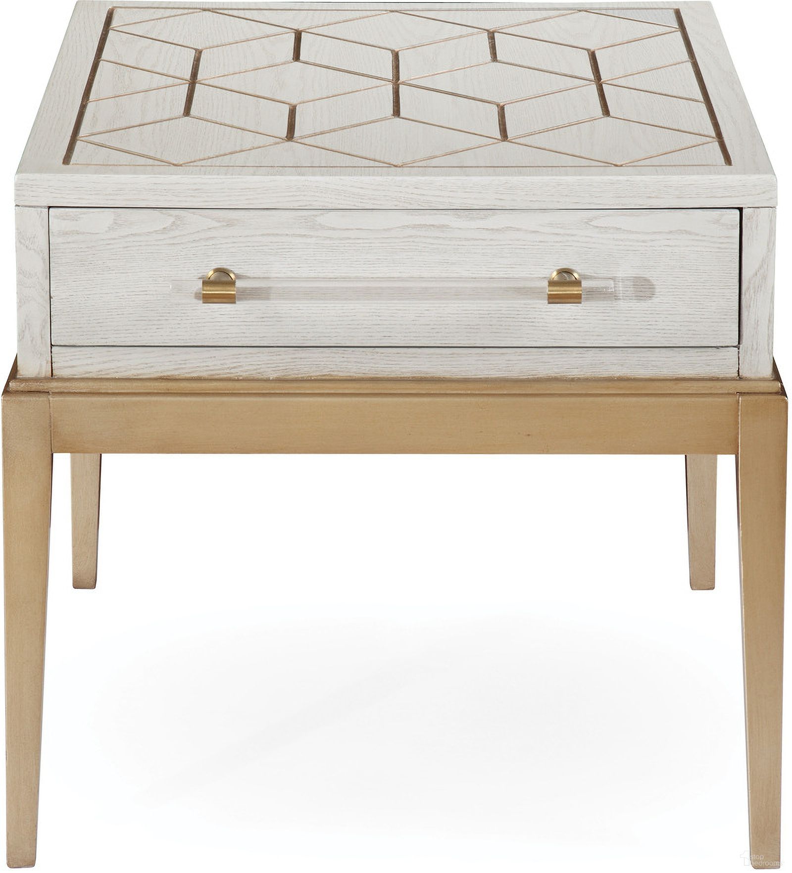 The appearance of Perrine Square End Table In White designed by Bassett Mirror Company in the modern / contemporary interior design. This white piece of furniture was selected by 1StopBedrooms from Perrine Collection to add a touch of cosiness and style into your home. Sku: 2431-LR-200. Material: Solid Hardwood.