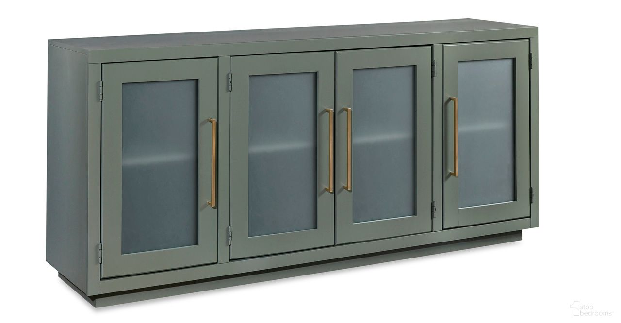 The appearance of Perry 66 Inch Console with 4 Doors In Sage Green designed by Aspenhome in the modern / contemporary interior design. This sage green piece of furniture was selected by 1StopBedrooms from Perry Collection to add a touch of cosiness and style into your home. Sku: MAA1240-GRN. Material: Wood.