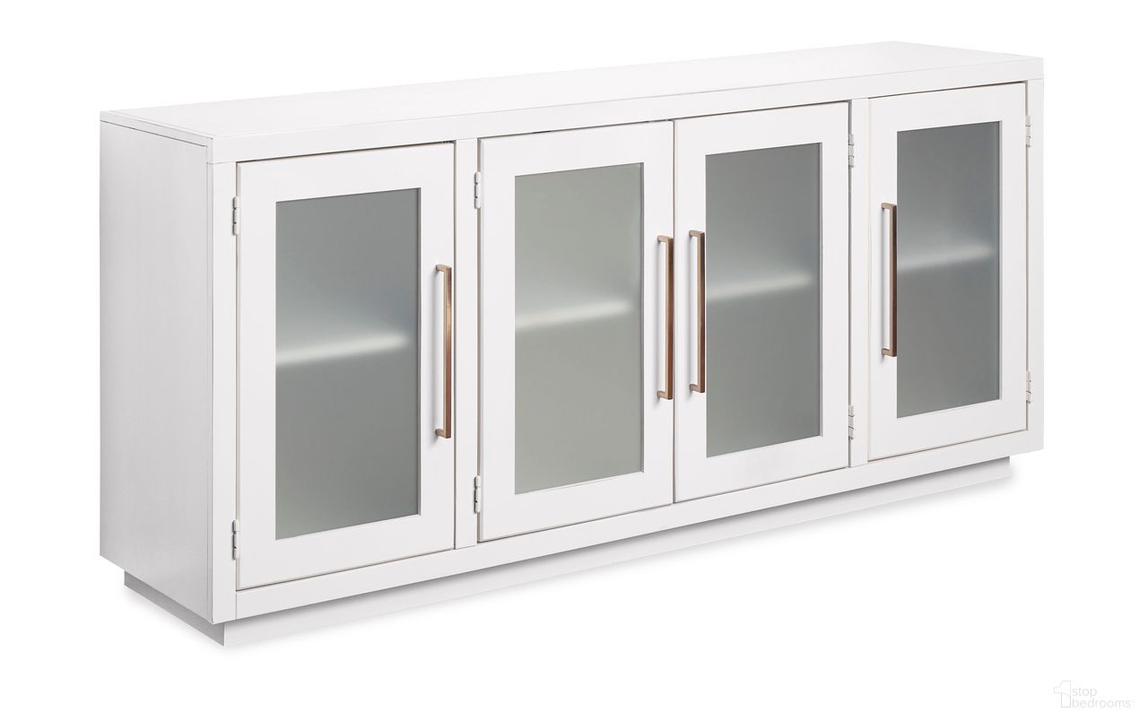 The appearance of Perry 66 Inch Console with 4 Doors In White designed by Aspenhome in the modern / contemporary interior design. This white piece of furniture was selected by 1StopBedrooms from Perry Collection to add a touch of cosiness and style into your home. Sku: MAA1240-WHI. Material: Wood.