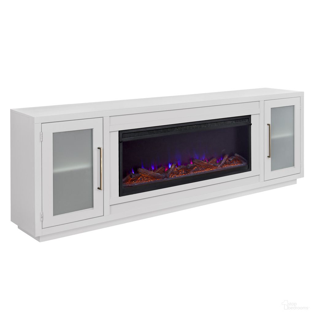 The appearance of Perry 84 Inch Fireplace Console In White designed by Aspenhome in the modern / contemporary interior design. This white piece of furniture  was selected by 1StopBedrooms from Perry Collection to add a touch of cosiness and style into your home. Sku: MAA1960-WHI. Material: Wood.