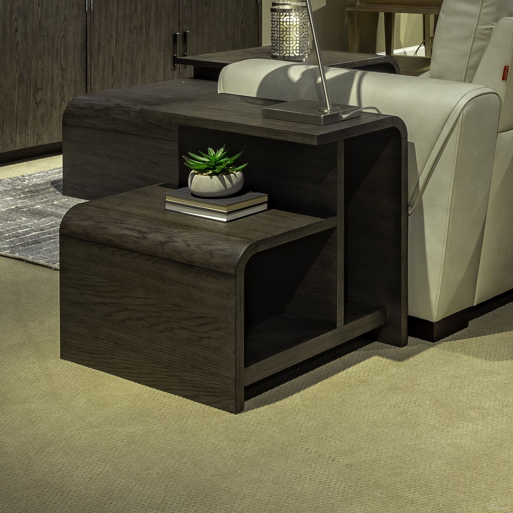 The appearance of Perspectives End Table In Espresso designed by Liberty in the transitional interior design. This espresso piece of furniture  was selected by 1StopBedrooms from Perspectives Collection to add a touch of cosiness and style into your home. Sku: 651-OT1020. Material: Solid Rubberwood.
