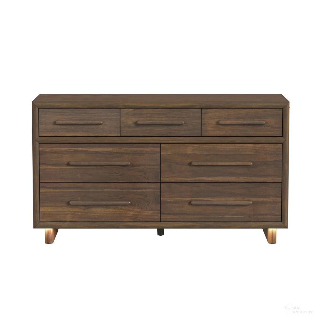 The appearance of Perth Dresser with LED In Brown designed by Picket House in the transitional interior design. This brown piece of furniture was selected by 1StopBedrooms from Perth Collection to add a touch of cosiness and style into your home. Sku: B-16760-5-DR. Material: Walnut.