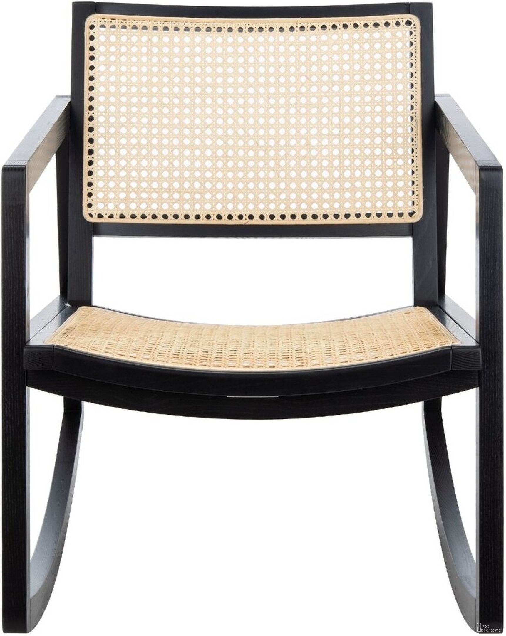 The appearance of Perth Rattan Rocking Chair In Black And Natural designed by Safavieh Couture in the modern / contemporary interior design. This black and natural piece of furniture  was selected by 1StopBedrooms from Perth Collection to add a touch of cosiness and style into your home. Sku: SFV4103A. Material: Wood.