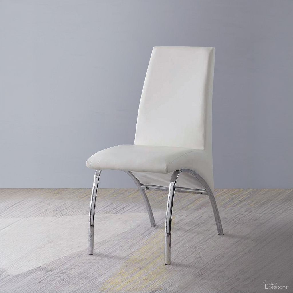 The appearance of Pervis White Side Chair Set of 2 designed by ACME in the modern / contemporary interior design. This white piece of furniture  was selected by 1StopBedrooms from Pervis Collection to add a touch of cosiness and style into your home. Sku: 71107. Material: Metal. Chair Type: Side Chair.