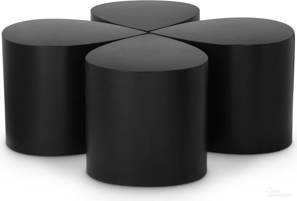 The appearance of Petal 4 Piece Coffee Table In Black designed by Meridian in the modern / contemporary interior design. This black piece of furniture  was selected by 1StopBedrooms from Petal Collection to add a touch of cosiness and style into your home. Sku: 99087Black-CT;99087Black-CT;99087Black-CT;99087Black-CT. Material: Iron.