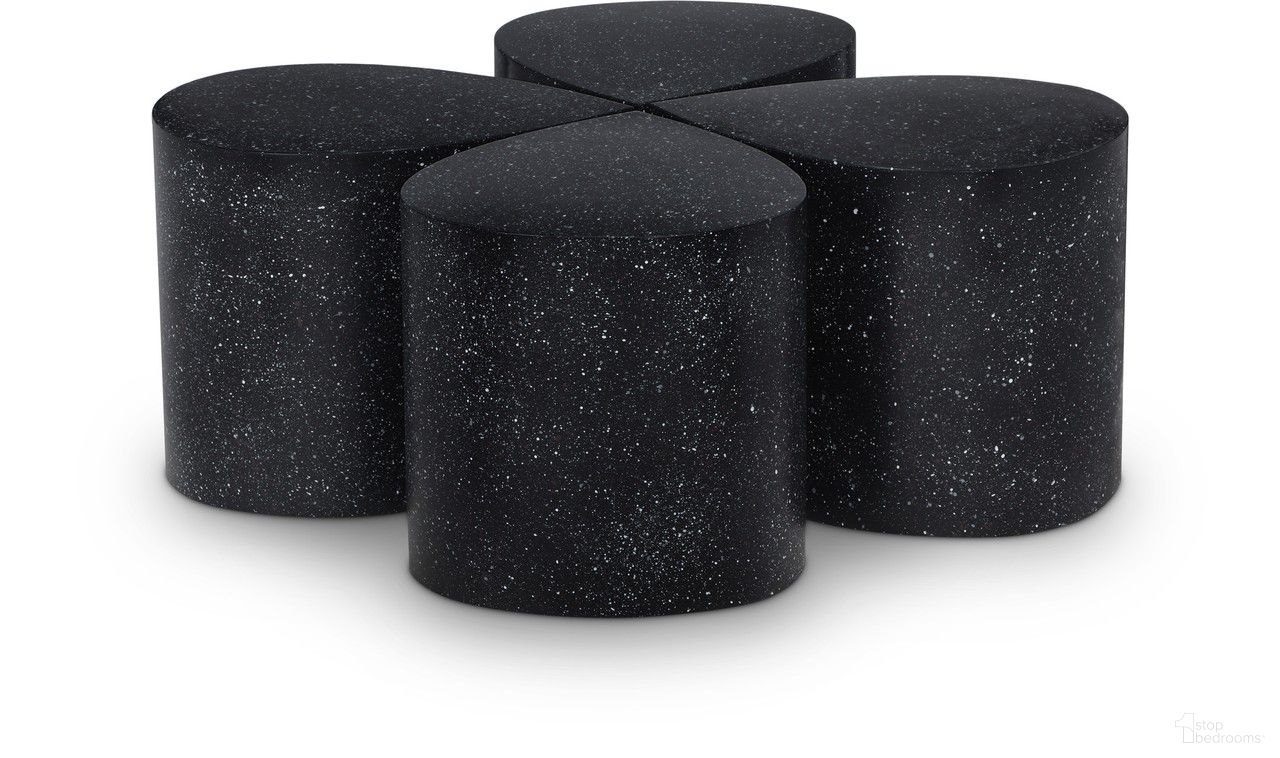 The appearance of Petal 4 Piece Coffee Table In Black designed by Meridian in the modern / contemporary interior design. This black piece of furniture  was selected by 1StopBedrooms from Petal Collection to add a touch of cosiness and style into your home. Sku: 99088Black-CT;99088Black-CT;99088Black-CT;99088Black-CT. Material: Iron.