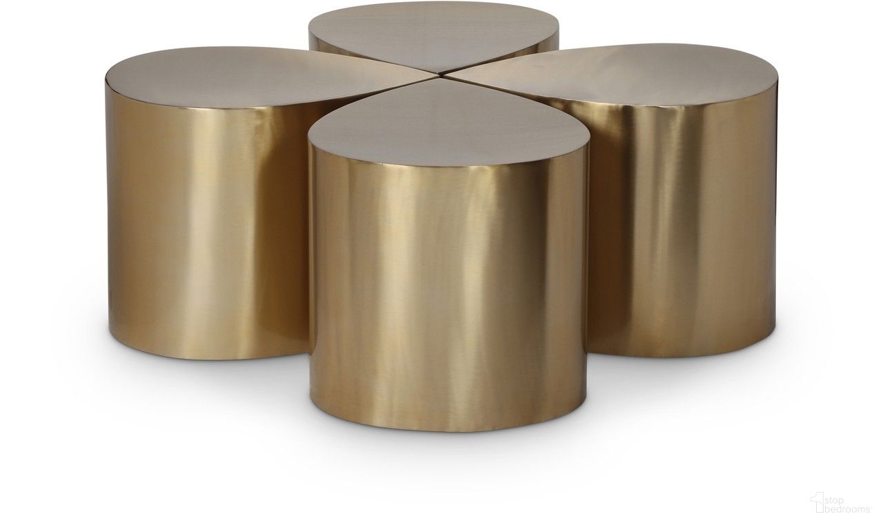 The appearance of Petal 4 Piece Coffee Table In Gold designed by Meridian in the modern / contemporary interior design. This gold piece of furniture was selected by 1StopBedrooms from Petal Collection to add a touch of cosiness and style into your home. Sku: 99087Gold-CT;99087Gold-CT;99087Gold-CT;99087Gold-CT. Material: Iron.