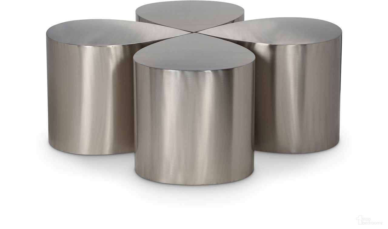 The appearance of Petal 4 Piece Coffee Table In Silver designed by Meridian in the modern / contemporary interior design. This silver piece of furniture was selected by 1StopBedrooms from Petal Collection to add a touch of cosiness and style into your home. Sku: 99087Silver-CT;99087Silver-CT;99087Silver-CT;99087Silver-CT. Material: Iron.