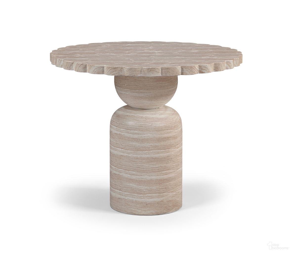 The appearance of Petalia 36 Inch Concrete Indoor and Outdoor Dining Table In Travertine designed by Meridian in the modern / contemporary interior design. This travertine piece of furniture  was selected by 1StopBedrooms from Petalia Collection to add a touch of cosiness and style into your home. Sku: 77032Travertine-DT36 Box 1/2 (Top);77032Travertine-DT36 Box 2/2 (Base). Table Base Style: Pedestal. Table Top Shape: Round. Material: Concrete. Size: 36".