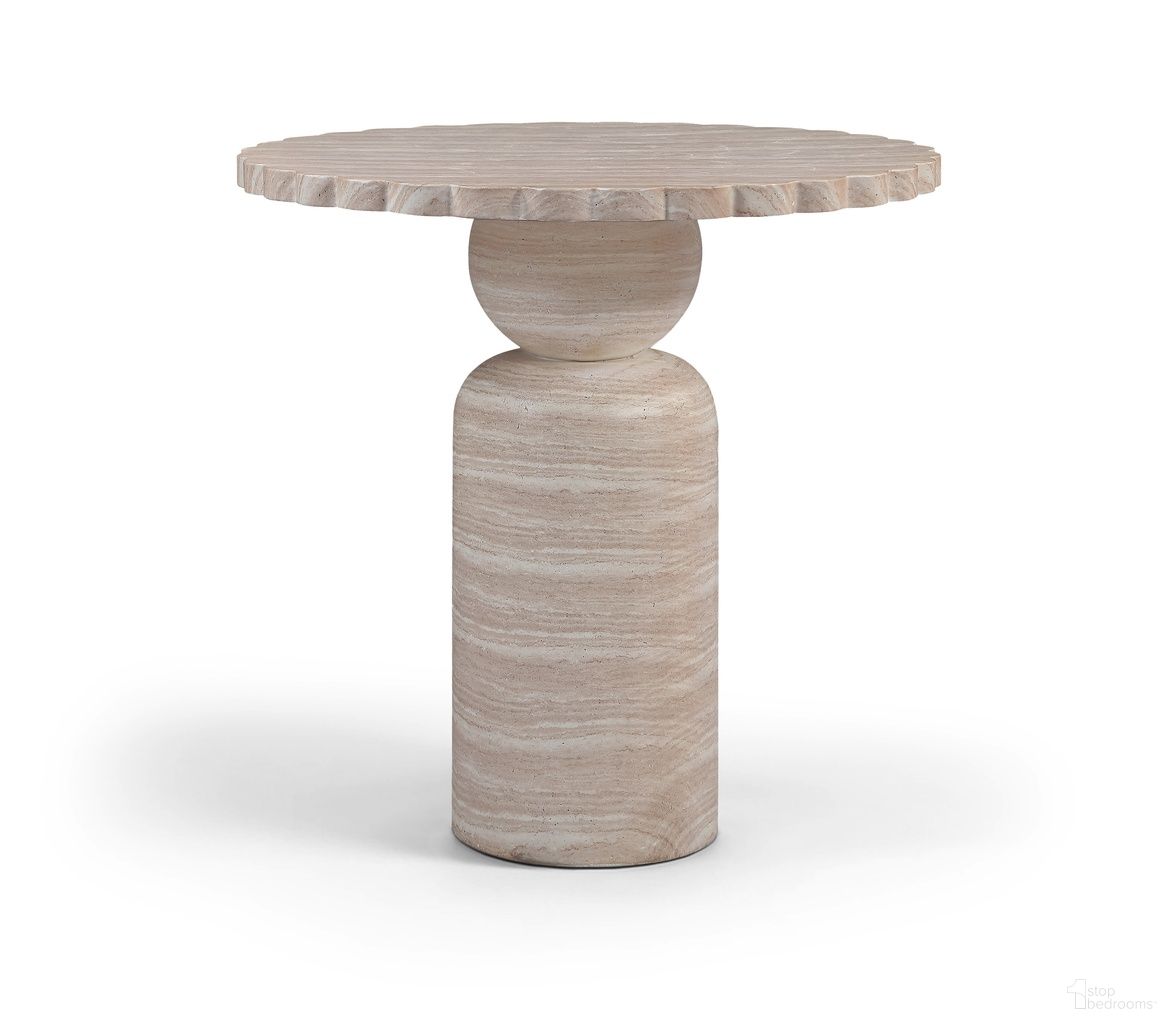 The appearance of Petalia Concrete Indoor and Outdoor Counter Table In Travertine designed by Meridian in the modern / contemporary interior design. This travertine piece of furniture  was selected by 1StopBedrooms from Petalia Collection to add a touch of cosiness and style into your home. Sku: 77033Travertine-T Box 1/2 (Top);77033Travertine-T Box 2/2 (Base). Table Base Style: Pedestal. Table Top Shape: Round. Material: Concrete.