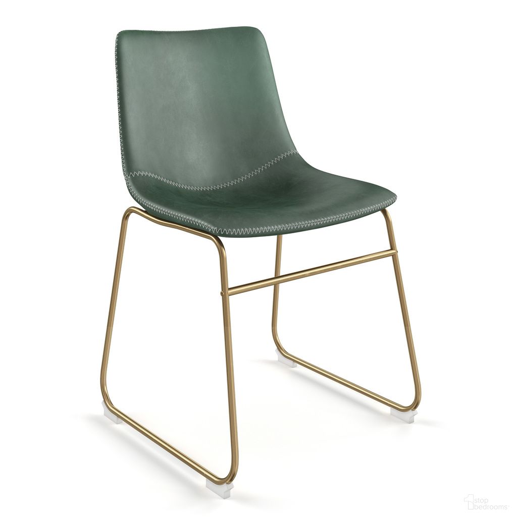 The appearance of Petra Side Chairs with Gold Legs Set of 2 In Green designed by Aeon in the modern / contemporary interior design. This green piece of furniture  was selected by 1StopBedrooms from Petra Collection to add a touch of cosiness and style into your home. Sku: AE47163-G-16. Material: Plywood. Chair Type: Side Chair.