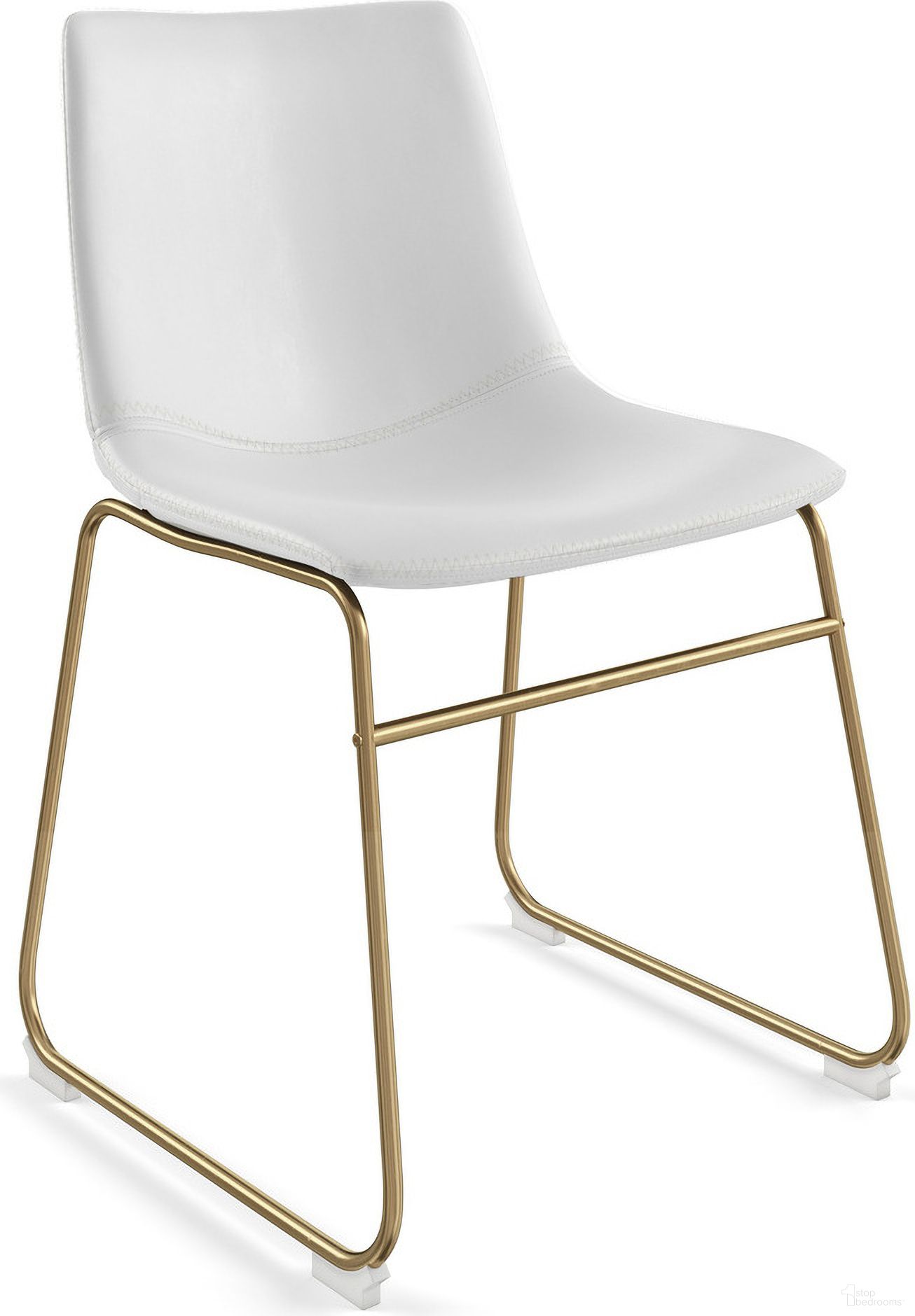 Petra Side Chairs with Gold Legs Set of 2 In White