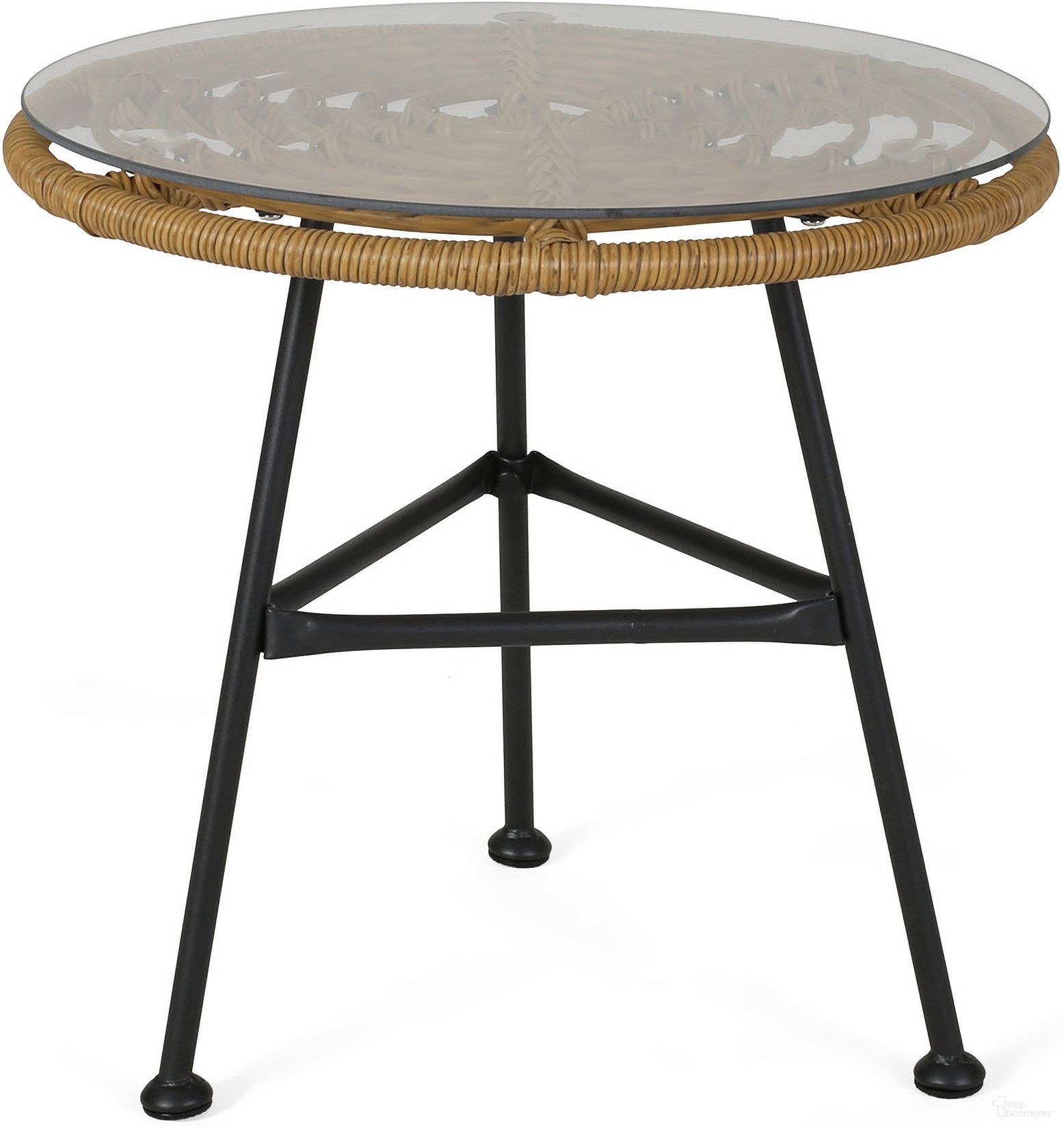 The appearance of Petrichor Outdoor Side Table with Tempered Glass and Steel Frame In Light Brown designed by Noble House in the modern / contemporary interior design. This light brown piece of furniture was selected by 1StopBedrooms from Petrichor Collection to add a touch of cosiness and style into your home. Sku: 65038.00LBRN. Table Top Shape: Round. Material: Rattan.