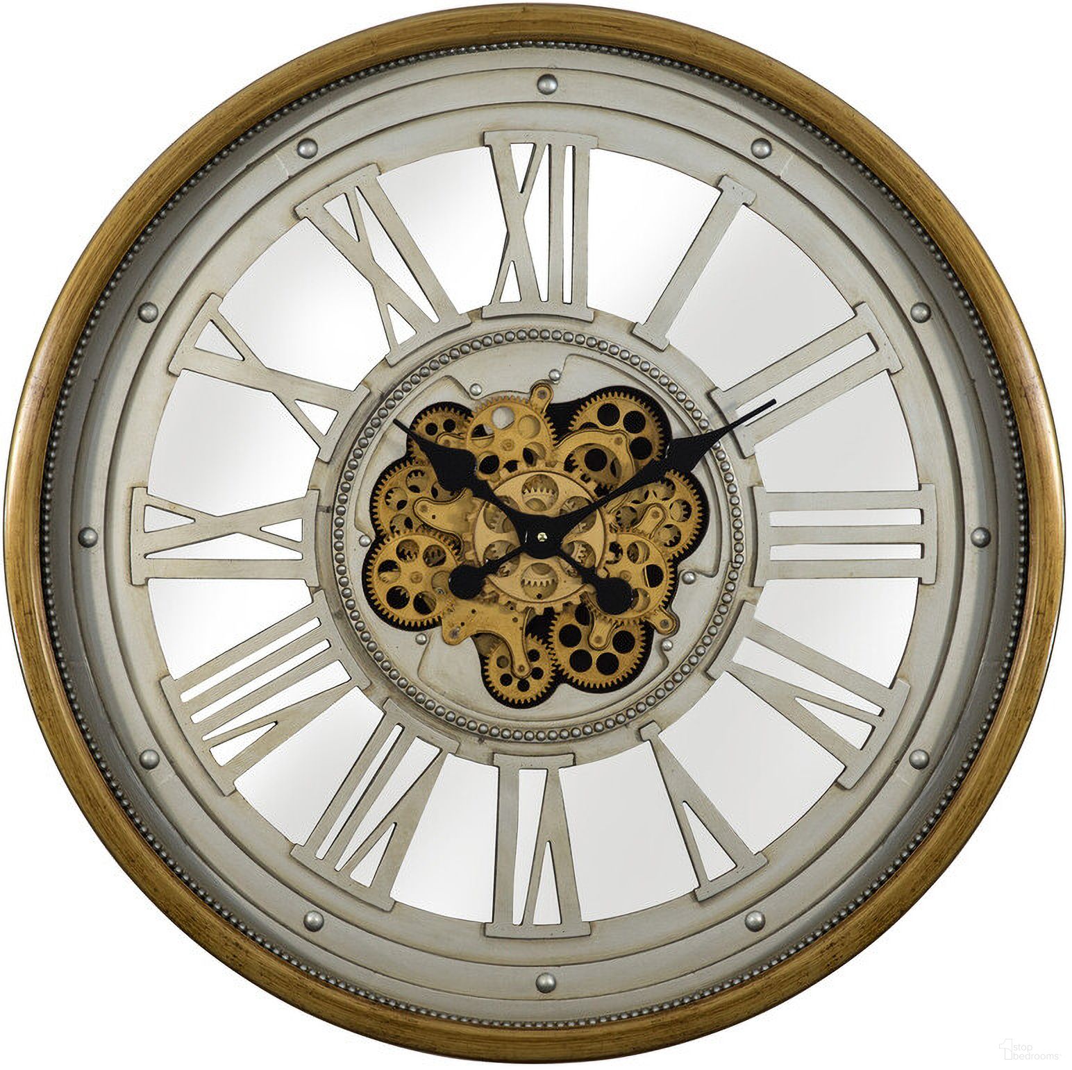 Pewter Gear Clock In Gold
