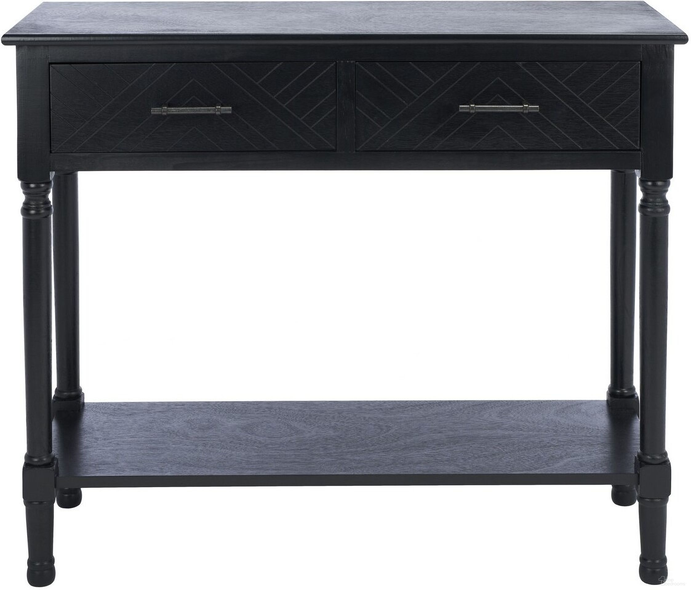 The appearance of Peyton 2 Drawer Console Table in Black designed by Safavieh in the modern / contemporary interior design. This black piece of furniture  was selected by 1StopBedrooms from Peyton Collection to add a touch of cosiness and style into your home. Sku: CNS5704B. Material: Wood.