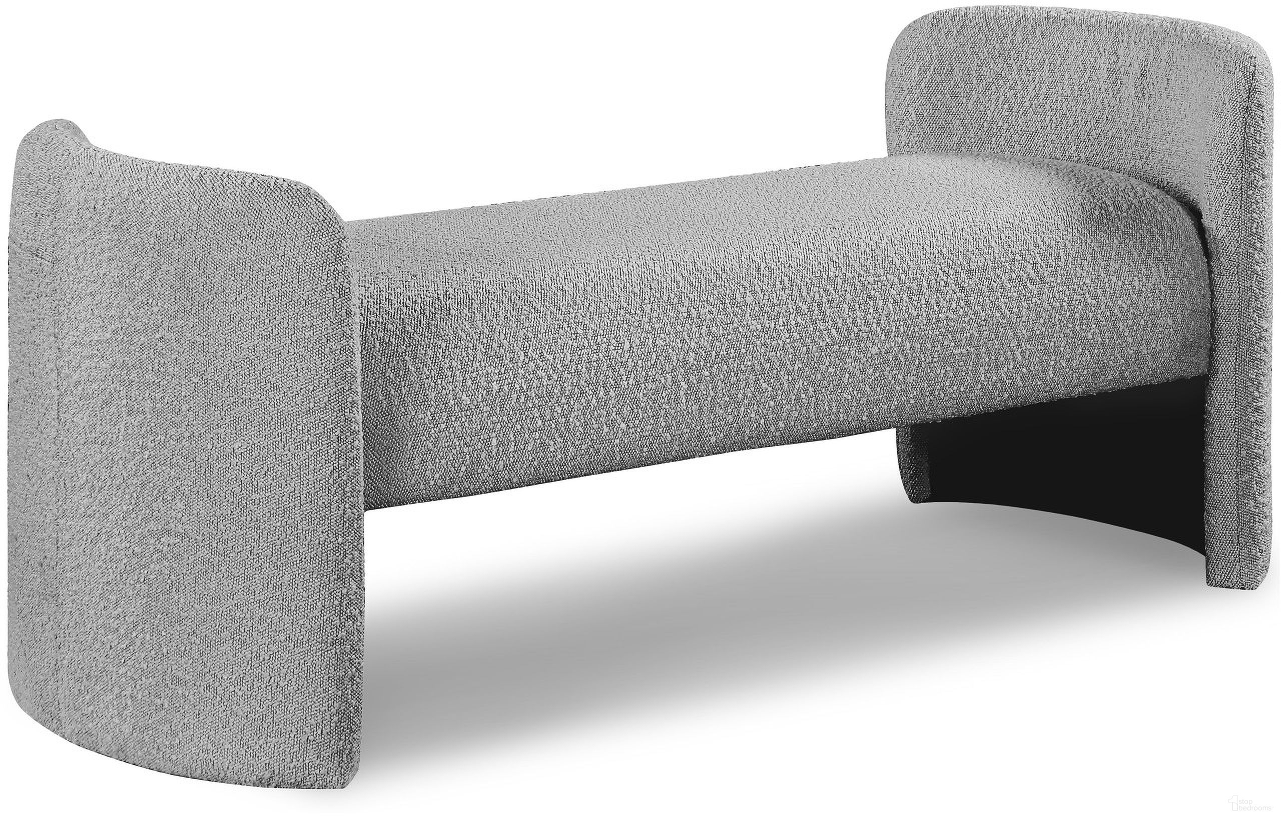 Peyton Boucle Fabric Bench In Grey