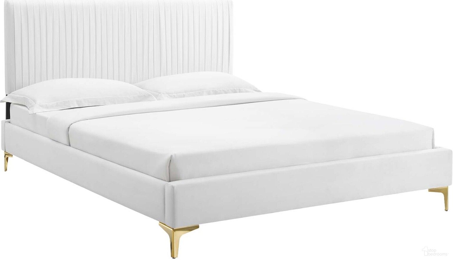Peyton Performance Velvet Queen Platform Bed MOD-6595-WHI