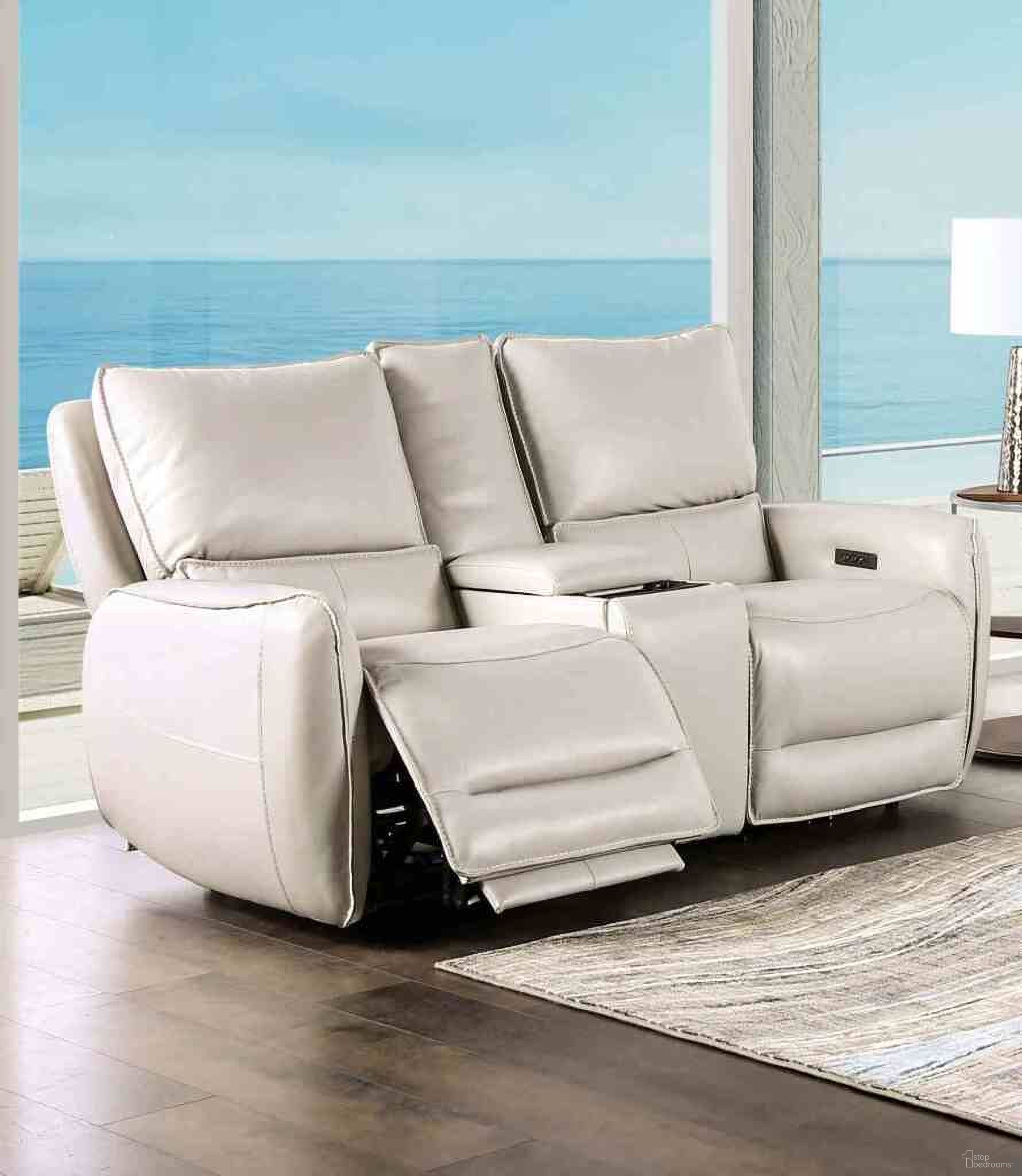 The appearance of Phineas Power Loveseat In Beige designed by Furniture of America in the transitional interior design. This beige piece of furniture was selected by 1StopBedrooms from Phineas Collection to add a touch of cosiness and style into your home. Sku: CM9921ST-LV-PM. Material: Leather Match.