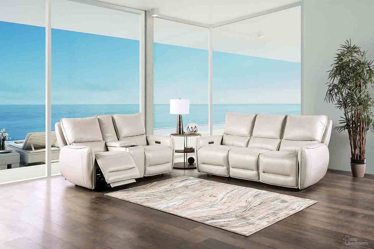 The appearance of Phineas Power Reclining Living Room Set In Beige designed by Furniture of America in the transitional interior design. This beige piece of furniture  was selected by 1StopBedrooms from Phineas Collection to add a touch of cosiness and style into your home. Sku: CM9921ST-SF-PM;CM9921ST-LV-PM. Material: Leather Match.