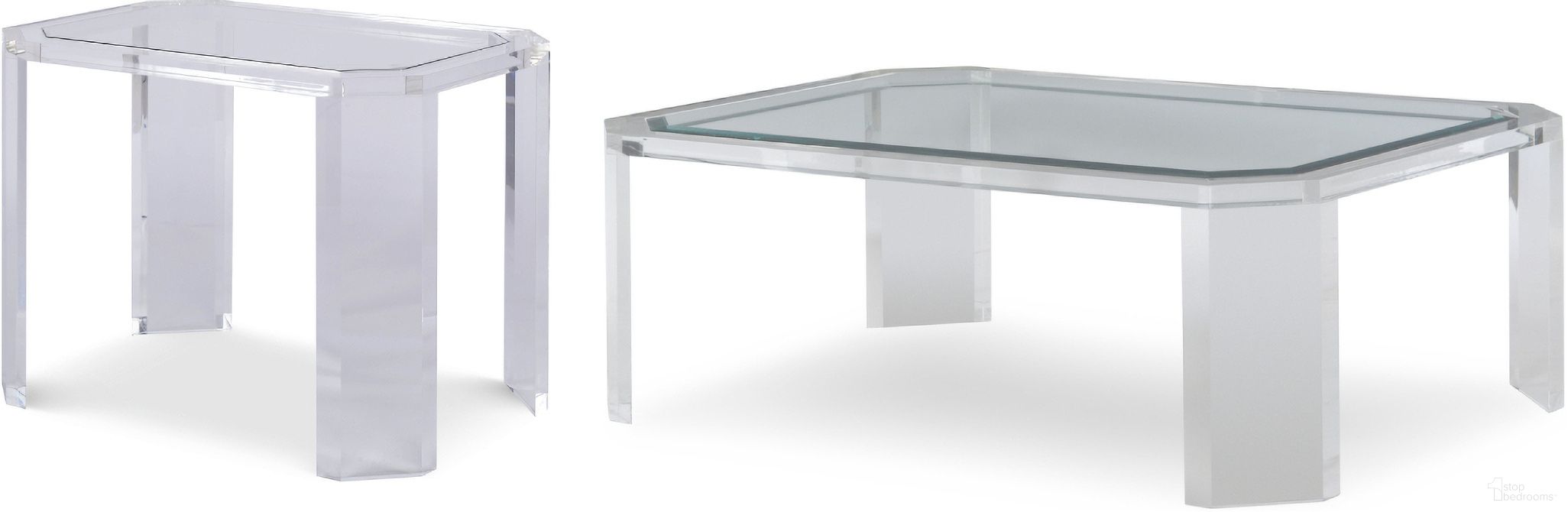 The appearance of Phoenix Rectangle Occasional Table Set In Glass designed by Century Furniture in the modern / contemporary interior design. This glass piece of furniture was selected by 1StopBedrooms from Thomas O'Brien Collection to add a touch of cosiness and style into your home. Sku: AEA-604-1;AEA-661-1. Material: Acrylic.