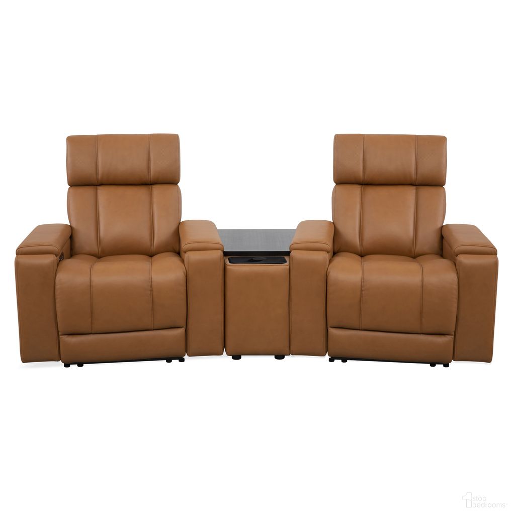 The appearance of Phoenix Zero Gravity Power 2 Seat Home Theater Seating with Wedge and Immersive Audio In Autumn Caramel designed by Parker House in the modern / contemporary interior design. This autumn caramel piece of furniture was selected by 1StopBedrooms from Phoenix Collection to add a touch of cosiness and style into your home. Sku: MPHX-865-ATCA;MPHX-812P3ZIA-ATCA;MPHX-812P3ZIA-ATCA. Material: Top Grain Leather.