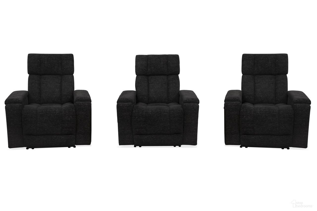 The appearance of Phoenix Zero Gravity Power 3 Seat Home Theater Seating with Immersive Audio with Headrest and Foodrest In Cabot Ebony designed by Parker House in the modern / contemporary interior design. This cabot ebony piece of furniture was selected by 1StopBedrooms from Phoenix Collection to add a touch of cosiness and style into your home. Sku: MPHX-812P3ZIA-CAEB;MPHX-812P3ZIA-CAEB;MPHX-812P3ZIA-CAEB. Material: Polyester.