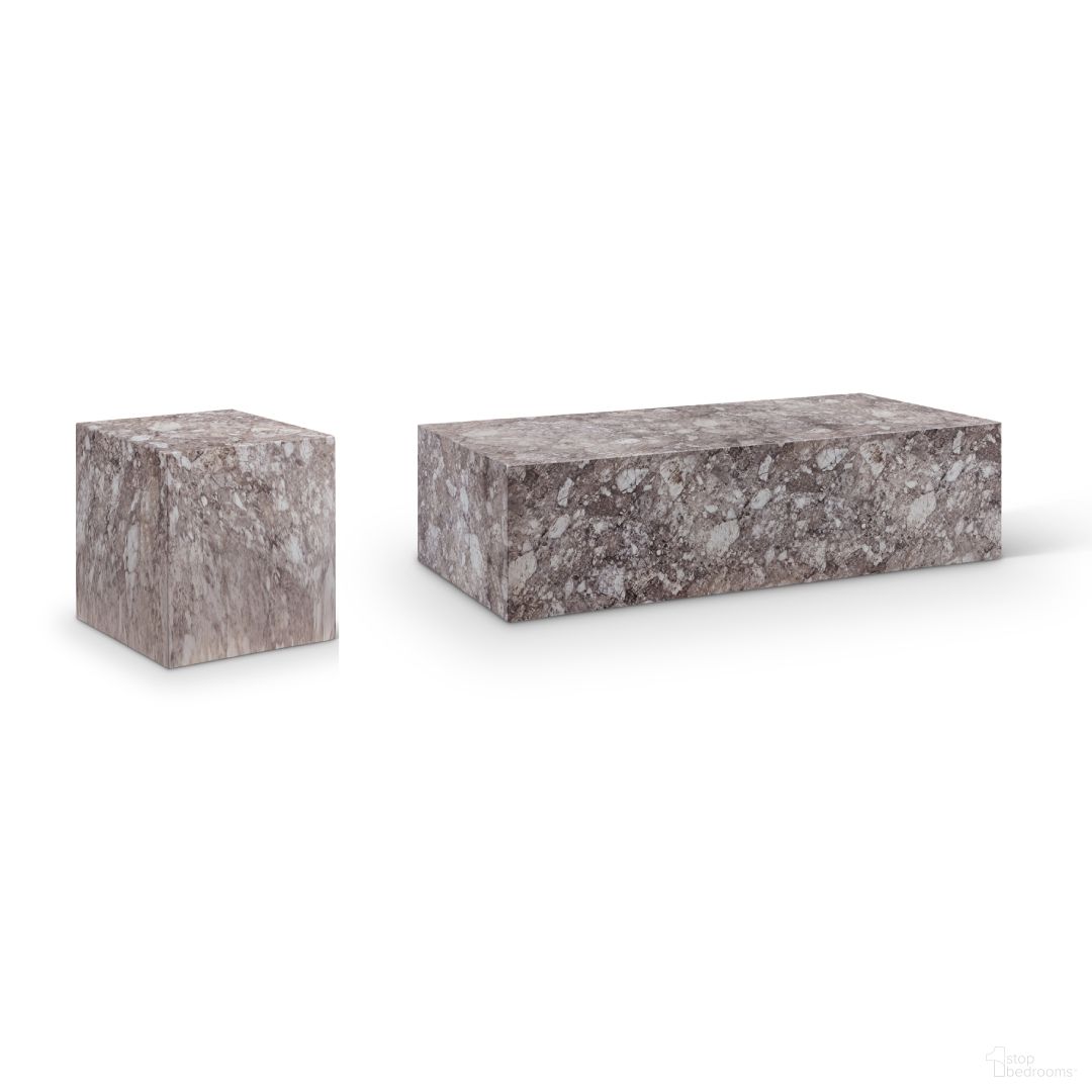The appearance of Piazza Marble Finish Concrete Occasional Table Set In Brown designed by Meridian in the modern / contemporary interior design. This brown piece of furniture  was selected by 1StopBedrooms from Piazza Collection to add a touch of cosiness and style into your home. Sku: 99029Brown-CT;99029Brown-ET. Material: Concrete.