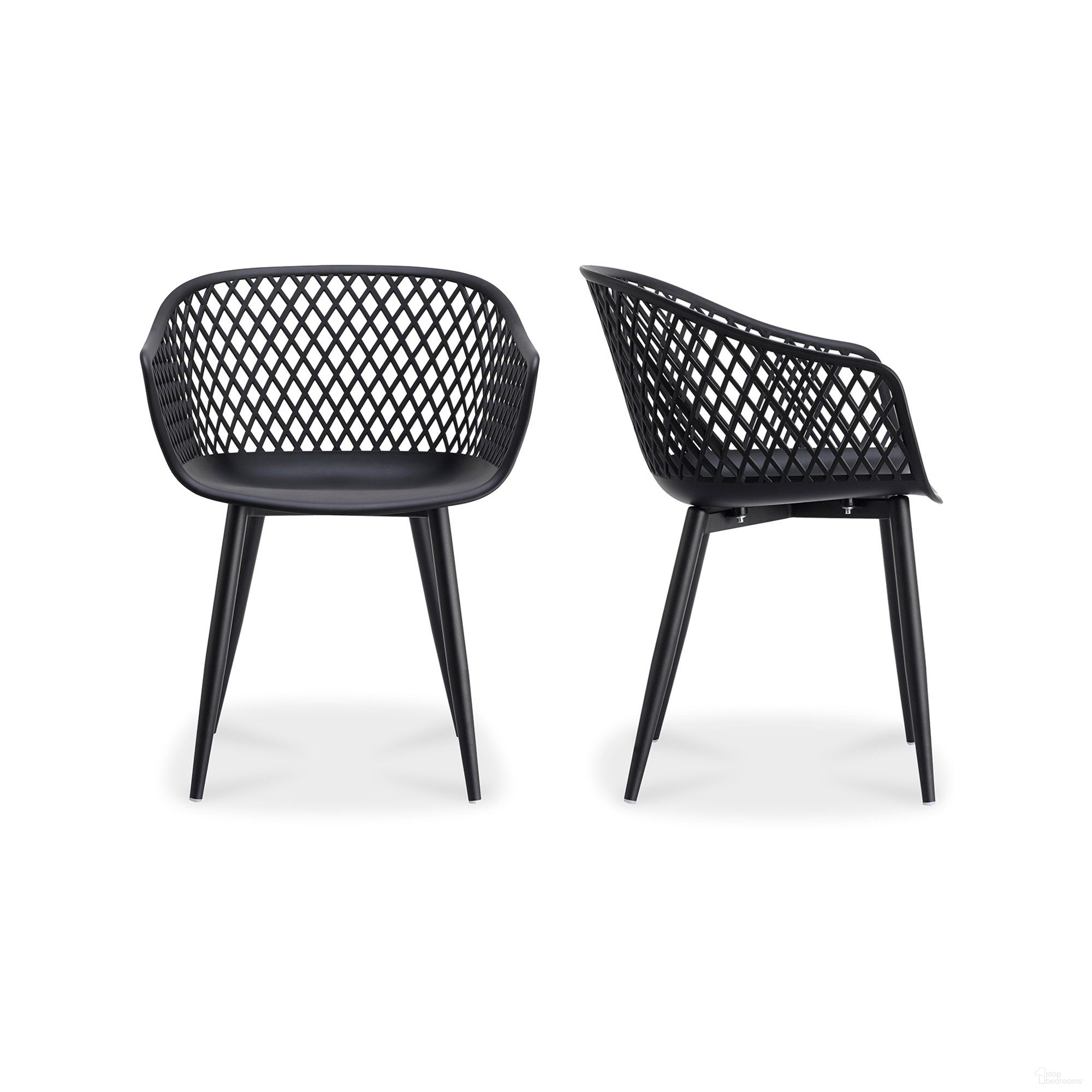 The appearance of Piazza Modern Black Outdoor Chairs Set of 2 designed by Moes Home in the modern / contemporary interior design. This black piece of furniture was selected by 1StopBedrooms from Piazza Collection to add a touch of cosiness and style into your home. Sku: QX-1001-02. Material: Plastic.