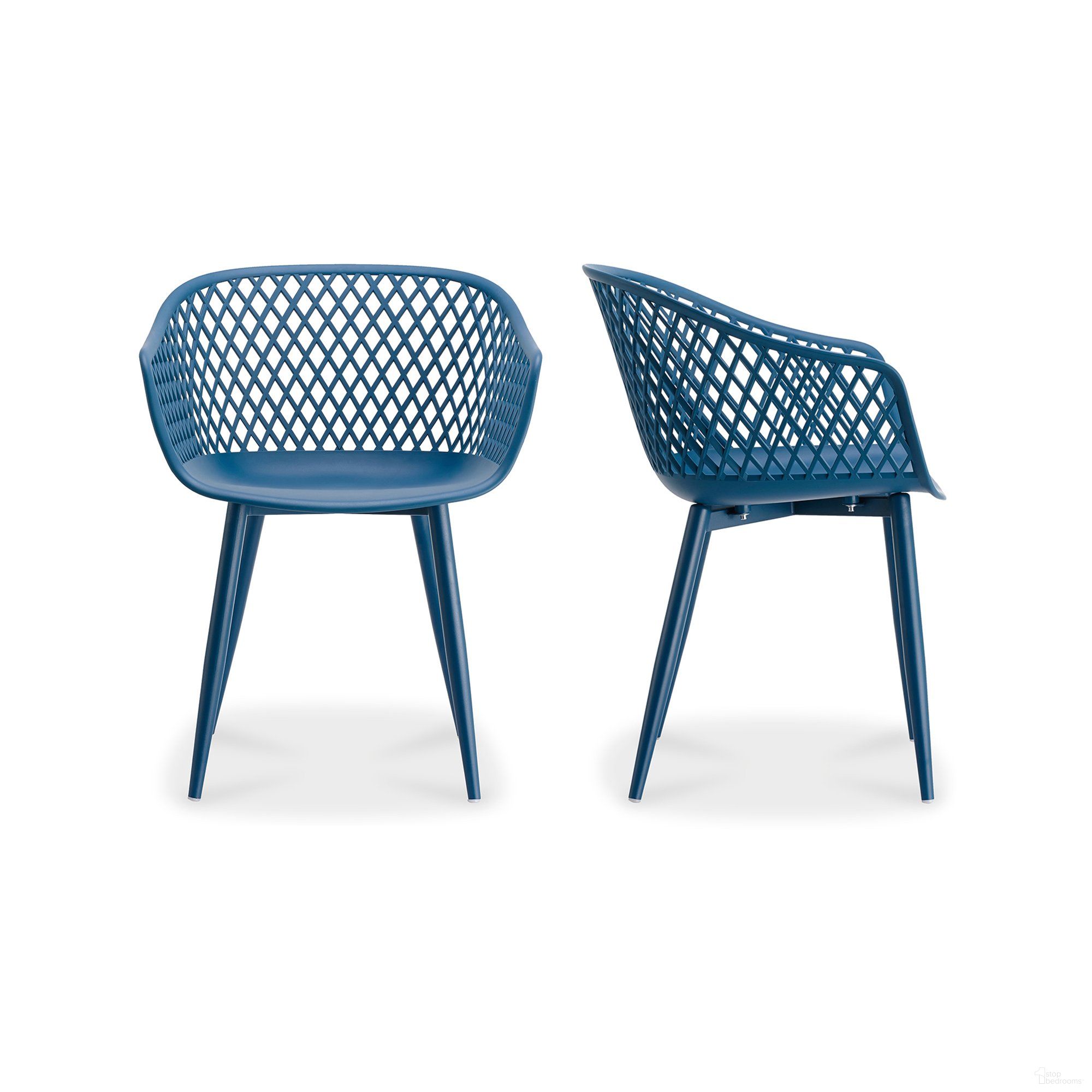 The appearance of Piazza Modern Blue Outdoor Chairs Set of 2 designed by Moes Home in the modern / contemporary interior design. This blue piece of furniture  was selected by 1StopBedrooms from Piazza Collection to add a touch of cosiness and style into your home. Sku: QX-1001-26. Material: Plastic.