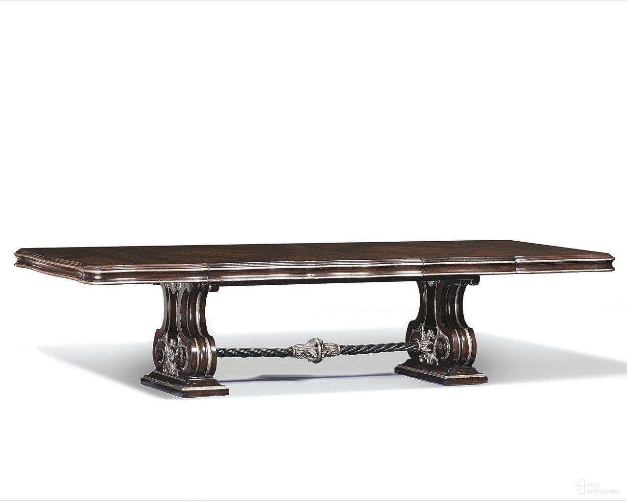 The appearance of Piazza San Marco Dining Table In Orleans designed by Maitland-Smith in the modern / contemporary interior design. This orleans piece of furniture was selected by 1StopBedrooms from Maitland Smith Collection to add a touch of cosiness and style into your home. Sku: 88-0421-B;88-0421-T. Table Base Style: Trestle. Table Top Shape: Rectangular. Size: 52" x 124". Material: Beech.