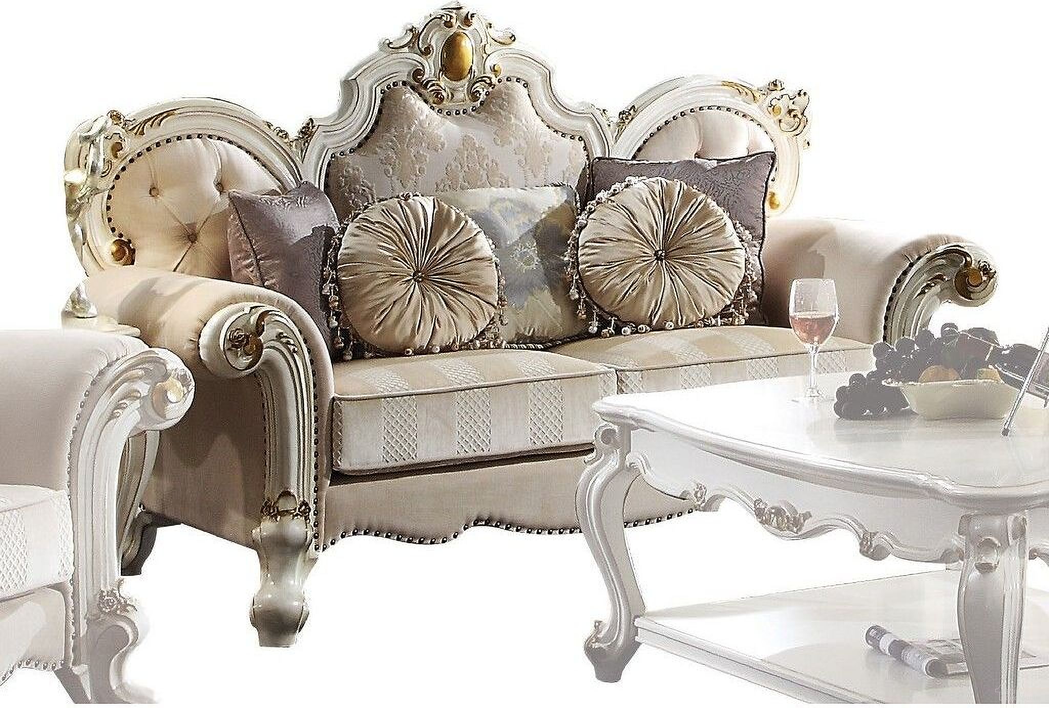 The appearance of Picardy Fabric and Antique Pearl Loveseat designed by ACME in the transitional interior design. This antique pearl piece of furniture was selected by 1StopBedrooms from Picardy Collection to add a touch of cosiness and style into your home. Sku: 55461. Material: Upholstered.