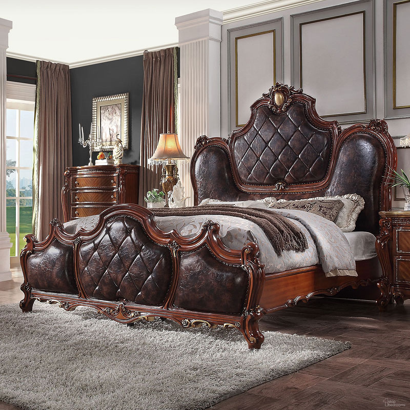 The appearance of Picardy Panel Bed (Cherry Oak) (Queen) designed by ACME in the transitional interior design. This cherry oak piece of furniture was selected by 1StopBedrooms from Picardy Collection to add a touch of cosiness and style into your home. Sku: 28240Q-HB;28241Q-FB;28242Q-R. Bed Type: Panel Bed. Material: Wood. Bed Size: Queen.