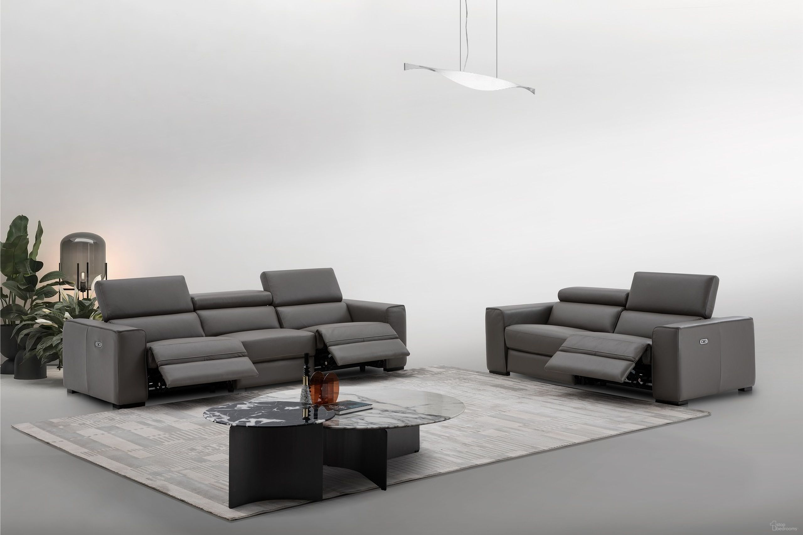 The appearance of Picasso Living Room Set In Dark Grey designed by J&M in the modern / contemporary interior design. This dark grey piece of furniture was selected by 1StopBedrooms from Picasso Collection to add a touch of cosiness and style into your home. Sku: 19222-S;19222-L. Material: Top Grain Leather.