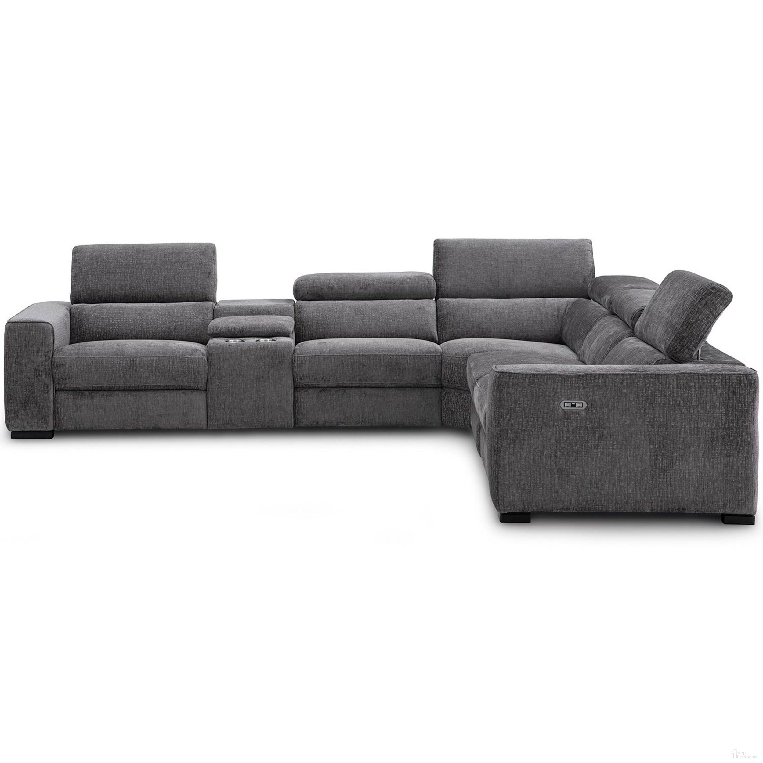 The appearance of Picasso Motion Fabric Sectional In Dark Grey designed by J&M in the modern / contemporary interior design. This dark grey piece of furniture was selected by 1StopBedrooms from Picasso Collection to add a touch of cosiness and style into your home. Sku: 19965-DG. Material: Leather.