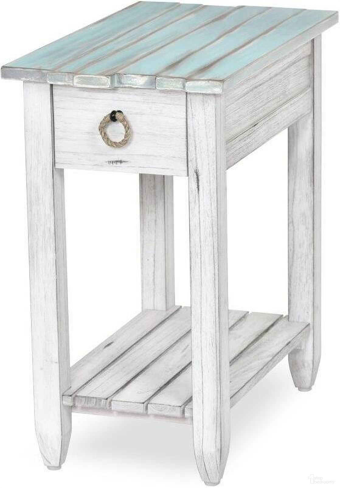 The appearance of Picket Fence Chairside Table In Blue And White designed by Sea Winds Trading in the transitional interior design. This blue and white piece of furniture  was selected by 1StopBedrooms from Picket Fence Collection to add a touch of cosiness and style into your home. Sku: B78205-DBLEU/WH. Material: Wood.