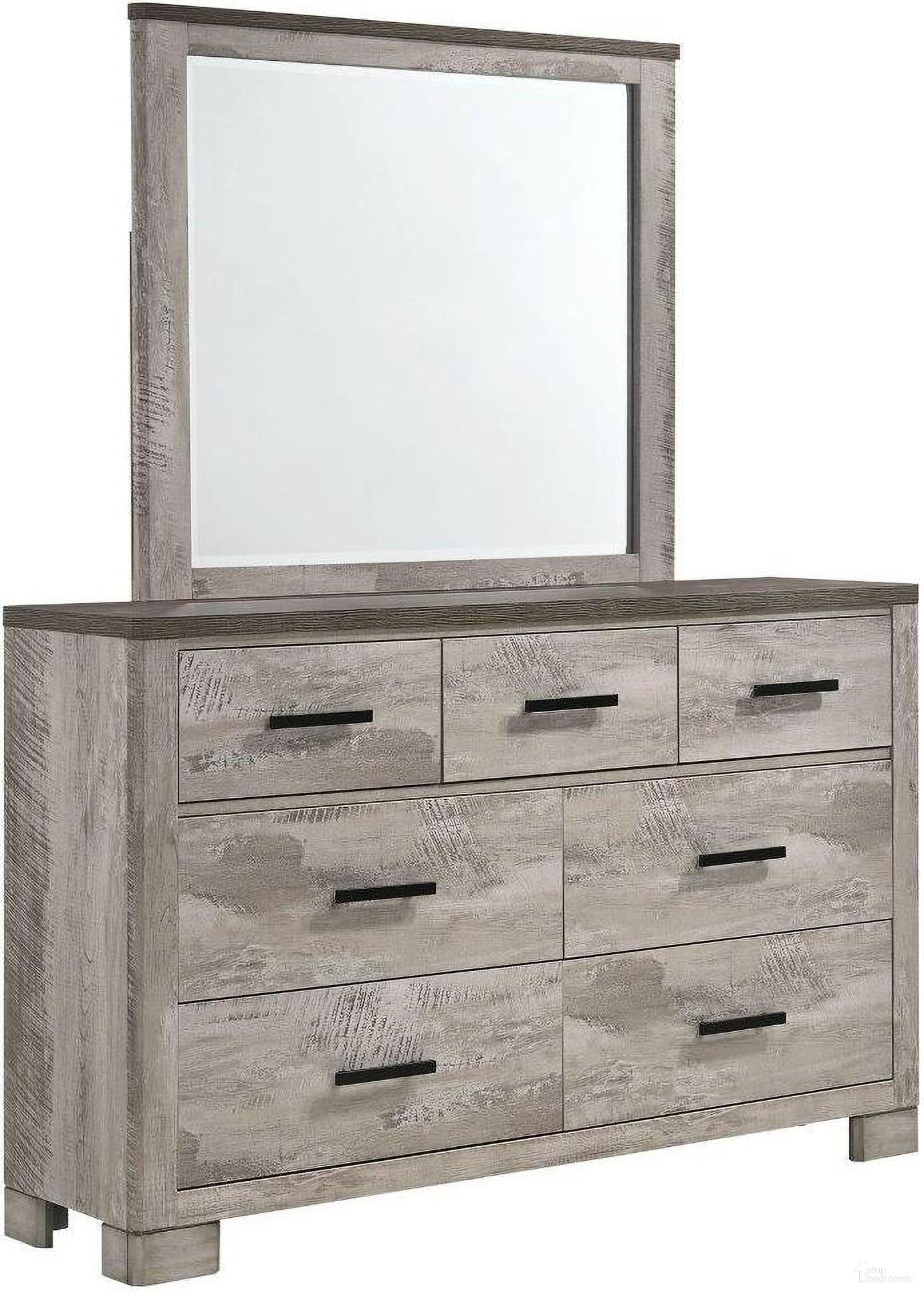 The appearance of Picket House Furnishings Adam 6-Drawer Dresser With Mirror designed by Picket House in the transitional interior design. This gray piece of furniture was selected by 1StopBedrooms from Adam Collection to add a touch of cosiness and style into your home. Sku: MC300DR;MC300MR. Material: Rubberwood.