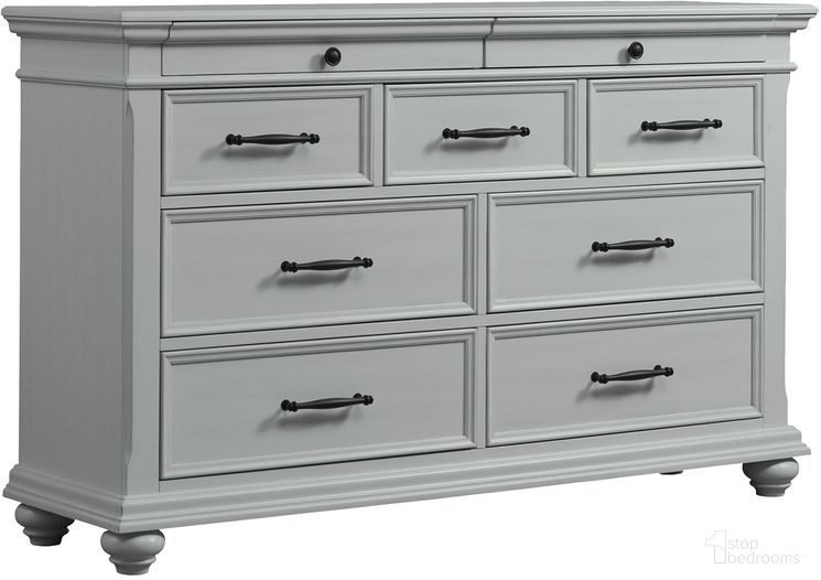 The appearance of Picket House Furnishings Brooks 9 Drawer Dresser in Grey designed by Picket House in the traditional interior design. This grey piece of furniture  was selected by 1StopBedrooms from Brooks Collection to add a touch of cosiness and style into your home. Sku: SR300DR. Material: MDF.