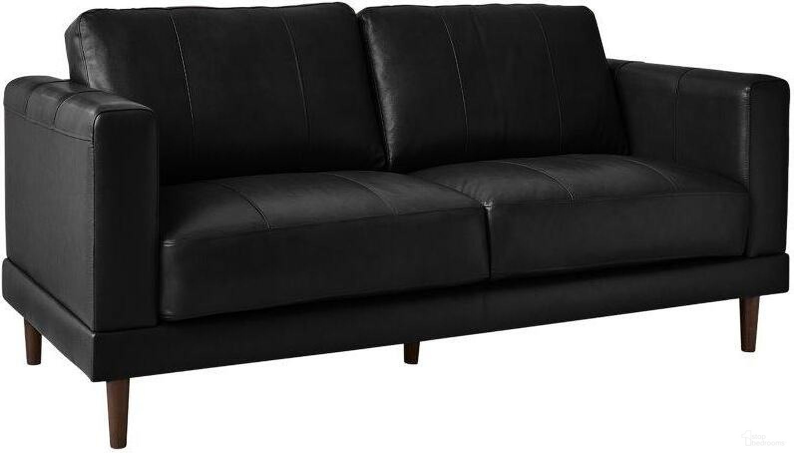 The appearance of Picket House Furnishings Hanson Loveseat In Fiero Black designed by Picket House in the modern / contemporary interior design. This black piece of furniture was selected by 1StopBedrooms from Hanson Collection to add a touch of cosiness and style into your home. Sku: UHT3780200. Material: Genuine Leather.
