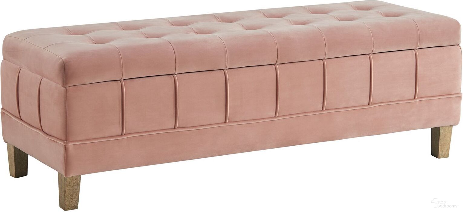 The appearance of Jude Tufted Storage Ottoman In Blush designed by Picket House in the modern / contemporary interior design. This blush piece of furniture was selected by 1StopBedrooms from Jude Collection to add a touch of cosiness and style into your home. Sku: UCB1812001WWE. Material: Velvet.