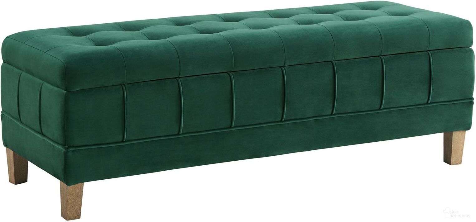 The appearance of Jude Tufted Storage Ottoman In Evergreen designed by Picket House in the modern / contemporary interior design. This evergreen piece of furniture was selected by 1StopBedrooms from Jude Collection to add a touch of cosiness and style into your home. Sku: UCB1816001WWE. Material: Velvet.