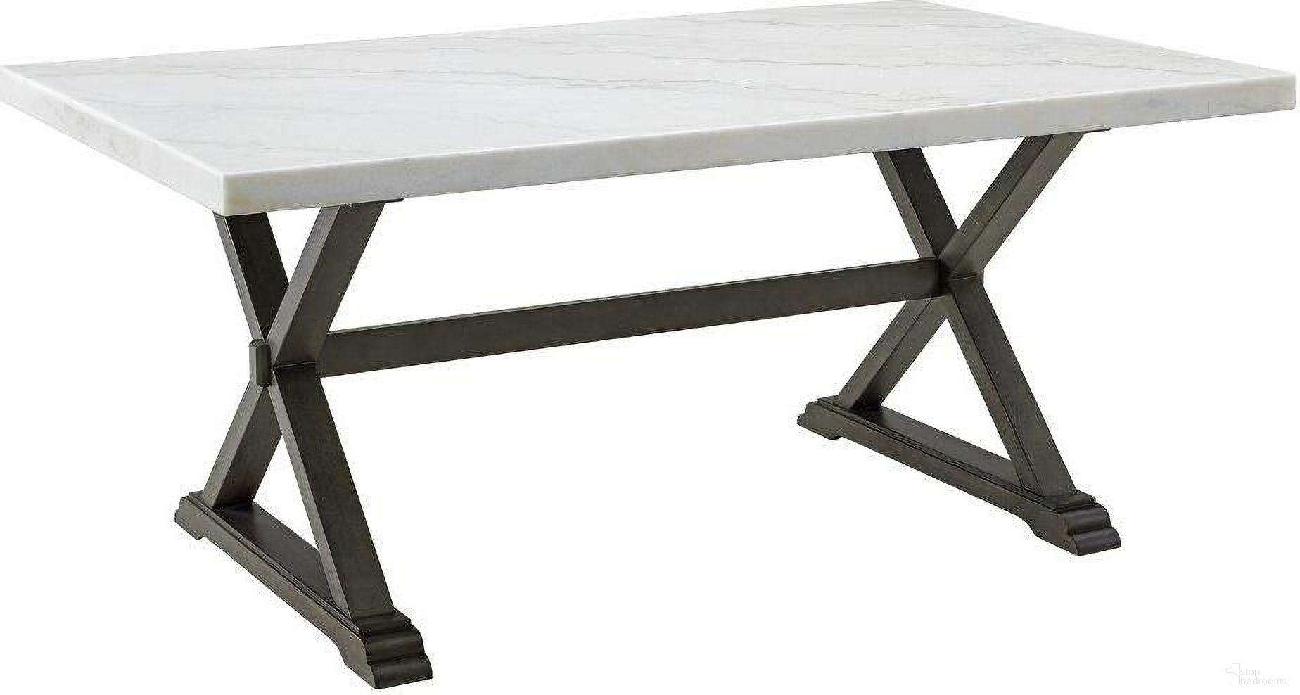 The appearance of Picket House Furnishings Landon Marble Dining Table designed by Picket House in the transitional interior design. This white piece of furniture was selected by 1StopBedrooms from Landon Collection to add a touch of cosiness and style into your home. Sku: CLX100DT. Table Base Style: Trestle. Material: Marble. Table Top Shape: Rectangular. Size: 70".