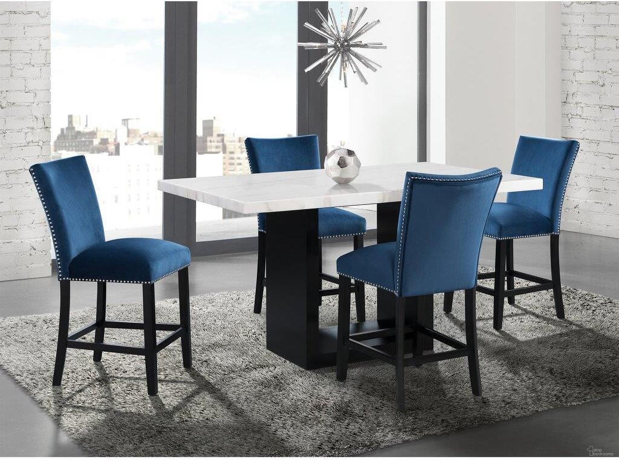 Picket House Furnishings Willow White Marble Counter Height Dining Set
