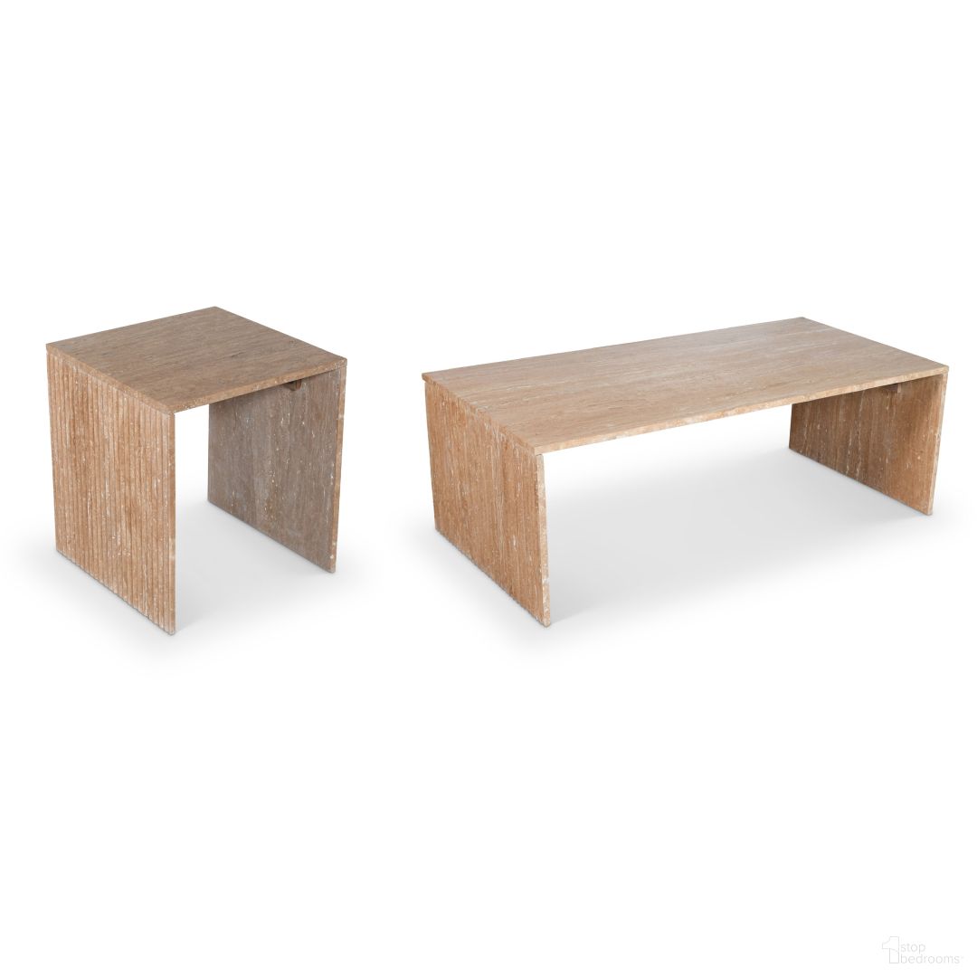 Pienza Marble Occasional Table Set In Natural