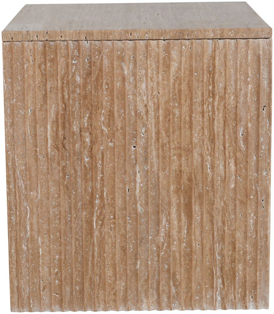 Pienza Travertine End Table In Natural
